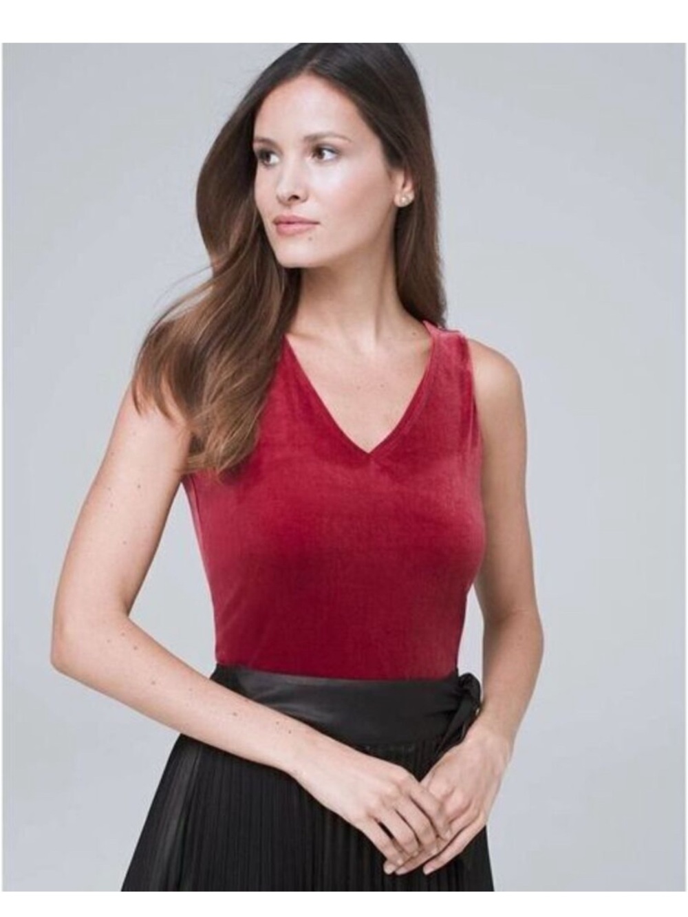 White House & Black Market Red Velvet V-Neck Women's Tank Top